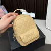 18CM Trend Mini Women Backpack Gold Hardware Vintage Chain Caviar Leather Handbag Evening Clutch Luxury Handbag Designer Wallet Coin Purse Travel Card Holder