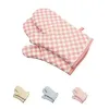 Multi Colors Baking Tools Oven Mitts Grid Polyester foder värmebeständiga kökshandskar CPA4702 1220