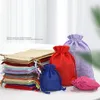 Borsa con coulisse in cotone e lino Confezione regalo per gioielli Regali di caramelle per matrimoni di Natale Custodia per cosmetici Borse per monete T9I002528