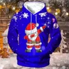 Herrtröjor tröjor 3D Santa Claus Print Hoodies för män Jul huva tröja Fashion Autumn Winter Men kläder överdimensionerade långärmad tröja T231220