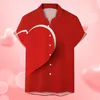 Herren lässige Hemden Herren Valentinstag Fashion Print Top Shirt Solid Farbe kurzärmeligte Stöpsel Button Tops Bluse Outdoor täglich Freizeit