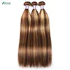 Poules de surbrillance allove avec os frontal Straight 13x4 dentelle ombre miel de fermeture blonde Remy 231220