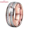 Band Rings 8mm Wedding Band Tungsten Engagement Rings For Men Women Domed Meteorite Inlay Comfort Fit 231219