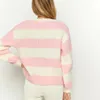 Women's Sweaters Casual Round Neck Long Sleeve Loose Knitwear Jumper Warm Sweater 2024 Autumn Striped Crocheted Pullovers Tops