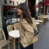 Vestes pour femmes Veste à paillettes dorées Lâche Couleur unie Personnalité Streetwear Manteau Automne Femme Mode Manches longues Slim