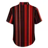 Camisas casuais masculinas listradas verticais vermelhas e pretas camisa de férias blusas estéticas havaianas gráfico masculino plus size