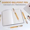 Lote de 100 unidades de bolígrafo de bambú, bolígrafo publicitario, suministros escolares de oficina, bolígrafos, regalos de escritura, tinta azul y negra 231220