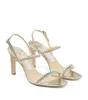 Perfect Meira Sandalias de mujer Zapatos Bombas adornadas con cristales de hoja Señora femenina Vestido de noche de fiesta con tacón de aguja sexy Sandalia de gladiador blanca dorada EU35-43