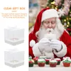 Take Out Containers 12 Pcs Disposable Food Cake Box Cupcake Packing Boxes PET Plastic Square Stand White