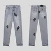 Designer Jeans Luxury New Men's Jeans Straight Trousers Letter Prints Long Style Make Old Washed Purple Jeans 2024