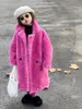 Winter Coat Girls Boys 2023 Furry Hooded Neddy Bear White Pink Faux Fur Long Jacket Sleop Kids Fleece Cardigan XMP614 231220