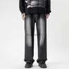 Męskie dżinsy workowate spodnie Męskie dżinsy dla mężczyzn szerokie spodnie Umyj czarne szare streetwearne spodnie dżinsowe ubranie Man Nowe dżinsy Kpop L231220