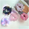 Acessórios para cabelos meninas luminadas luminosas lantejoulas de cabelo scrunchies de cabelo pico de rabo de cabelo de cabeça de cabeça sólida elástica bandas de cabelo Drop dell Dhj2e