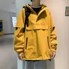 Men's Jackets Men's Jacket Spring Autumn Trendy Thin Pullover Hooded Jackets Hip Hop Streetwear Male Casual Coat Yellow Outerwear WindbreakerL231026