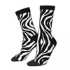 Herensokken Forwi Zebra Zwart Wit Patroon Textuur Schilderij Mannelijke Heren Dames Zomerkousen Hip Hop