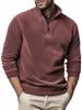 Sweat à capuche pour homme, pull polaire, col montant, demi-fermeture éclair, manches longues, couleur unie, automne hiver 2024