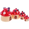 Décorations de jardin 4pcs champignon maison figurine miniature paysage résine ornements pots de fleurs bonsaï décoration