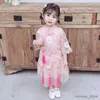 女の子のドレスキッズチョンサムドレスフォーガールズサマーチルドレンレースフローラルキパオ服チャイニーズスタイルベビーパーティーエレガントなドレス3-14歳