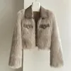 Kvinnors pälsskinnjacka Autumn Furry Faux Coats Jackor Kvinnor Fluffy Top Coat Short Winter Lady Streetwear