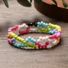 Charm Bracelets HI MAN-Bohemian Handmade 2-Color Blocked Beaded Elastic Bracelet Holiday Gifts Charming Daily Jewelry Wholesale