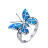 Bagues de cluster Mignon Papillon Animal Design Bague Imitation Bleu Opale De Feu Pour Femmes Accessoires Bijoux Bohème Déclaration Fille GIF302F