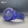 Montre-bracelets Men Watch with Blue Diamond Special Special Special Hip Hop Quartz Quartz Horaires pour les montres de luxe masculines avec trois cadrans décoratifs 231220