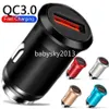 18W QC3.0 Snabb mobiltelefonladdare Alloy Metal Car Chargers för iPhone 14 15 11 12 13 Pro Max HTC Samsung S22 S23 Huawei B1