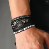 Braccialetti con ciondoli Bracciale in pelle vintage con aquila per uomo Treccia a mano Set di gioielli da uomo multistrato di moda semplice all'ingrosso