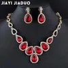 Jiayijiaduo ensemble de bijoux africains ensemble de collier et boucles d'oreilles en cristal couleur or pour femmes bijoux de mariage en cristal rouge 258k