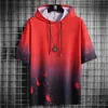 Men's Hoodies Sweatshirts Summer Men's Hoodies Hip Hop Fashion Streetwear Short Sleeve Sweatshirt Men Casual Men Clothed Harajuku Splash ink Hoodies Men T231220