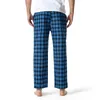 Homens sleepwear azul xadrez mens pijama calças de fundo relaxando casa relaxada pjs homens casual cordão botão pijama homme