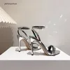 Sandaler Sexig bling One Strap Modern Round Toe Stiletto Heel Fashion Wedding Banket Shoes for Women 2023 Summer Elegant