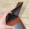 Cüzdanlar Erkekler İçin Gerçek Deri Cüzdan Erkek Doğal Cowhide Vintage Business Kısa Bifold Erkek Çanta Tutucu Kimlik Penceresi