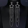 Stud Earrings Five-pointed Star Long Earring Chocker Rhinestone Jewelry Fashion Zircon Tassel Chokers Ear For Women Halloween