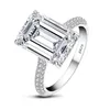 10 carats de grande bague en diamant, bagues de fiançailles Moissanite pour femmes, bandes de mariage promesse, 10ct d couleur vvs1, 925 argent sterling plaqué avec de l'or blanc / rose en or