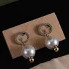 Boucles d'oreilles de fiançailles en or Perl Stud Diamond Designer pour femmes G Jewelry