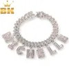 THE BLING KING Hiphop DIY Statement 12mm S-Link Miami Cuban Necklace Baguette Letter Pendant ankle Jewelry Whole Own Style Y20299u