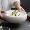 Plates Creative Threaded Ceramic Insulation Plate Pure White Dessert Snack Sushi Restaurant Specialty Tableware