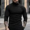 Мужские футболки 2023 Весна и осень Мужская футболка с высоким воротником Slim Fit Модная высокоэластичная хлопковая повседневная дышащая одежда с длинными рукавами S-3XL T231220