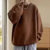 Męskie swetry mężczyźni Mężczyźni Fall Spring Sweater Okrągła szyja długi rękaw Solidny luźny mankiet grube proste styl miękki pullover swobodny top