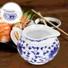 Zestawy zastawy stołowej kawa mleczna kawa Makwr Sos Kettle niebieski i biały porcelanowy krem ​​z kremem ceramiki miód