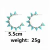 Hoop Earrings Fashion C-shaped Alloy Stud With Vintage Punk Rivet Green Turquoise For Women