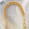 Chaînes Magnifique couleur d'or placage deux types de chaîne liée collier décoré pour femmes fille élégante casual chunky punk bijoux