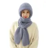 Berets 2-in1 Soft Warm Scarf Cap Crochet Hooded Hat For Skiing Hiking Universal Lady Windproof Shawl With Neck Covers