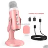 Mikrofonlar K66 USB Kondenser Oyun Mikrofon Profesyonel Podcasting Mic PC Akışı için Dizüstü DHW1Y ile Uyumlu Vokal Kayıt