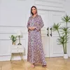 Ethnische Kleidung Gedruckt Robe Langarm Kleid Für Frauen Casual Lose Dubai Abaya Mit Kapuze Einfarbig Kaftan Femme Musulman