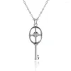 Naszyjniki wiszące 925 srebrne romantyczne romantyczne miłość klucz lśniący kryształowy dama darem naszyjnik kobiecy biżuteria z krótkim łańcuchem