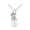 Hanger Kettingen Garilina Trendy Oostenrijkse Kristal Zilver Kleur Orchidee Ketting Huwelijksverjaardag Cadeau Voor Vrouwen AP2132