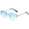 Sunglasses Frameless Cut Edge Spring Foot For Female Internet Celebrity Gradually Changing Color Male Instagram