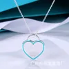 Marque de créateur tiffays simples amour émail bleu rouge rose pêche coeur collier femelle coeur coeur pendant clavicule chaîne